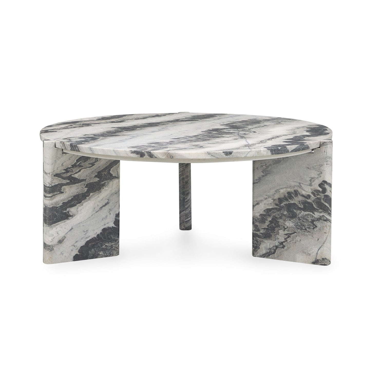 Zora Marble Round Coffee Table - Charcoal Gray
