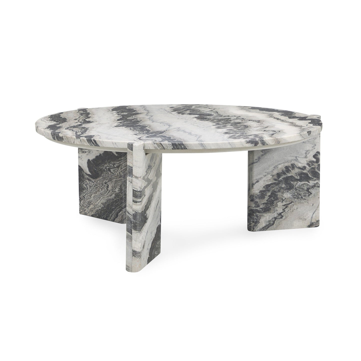 Zora Marble Round Coffee Table - Charcoal Gray