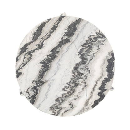 Zora Marble Round Coffee Table - Charcoal Gray