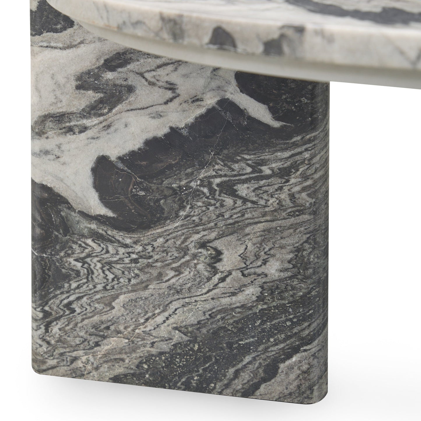 Zora Marble Round Coffee Table - Charcoal Gray