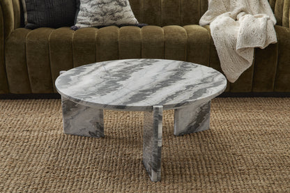 Zora Marble Round Coffee Table - Charcoal Gray
