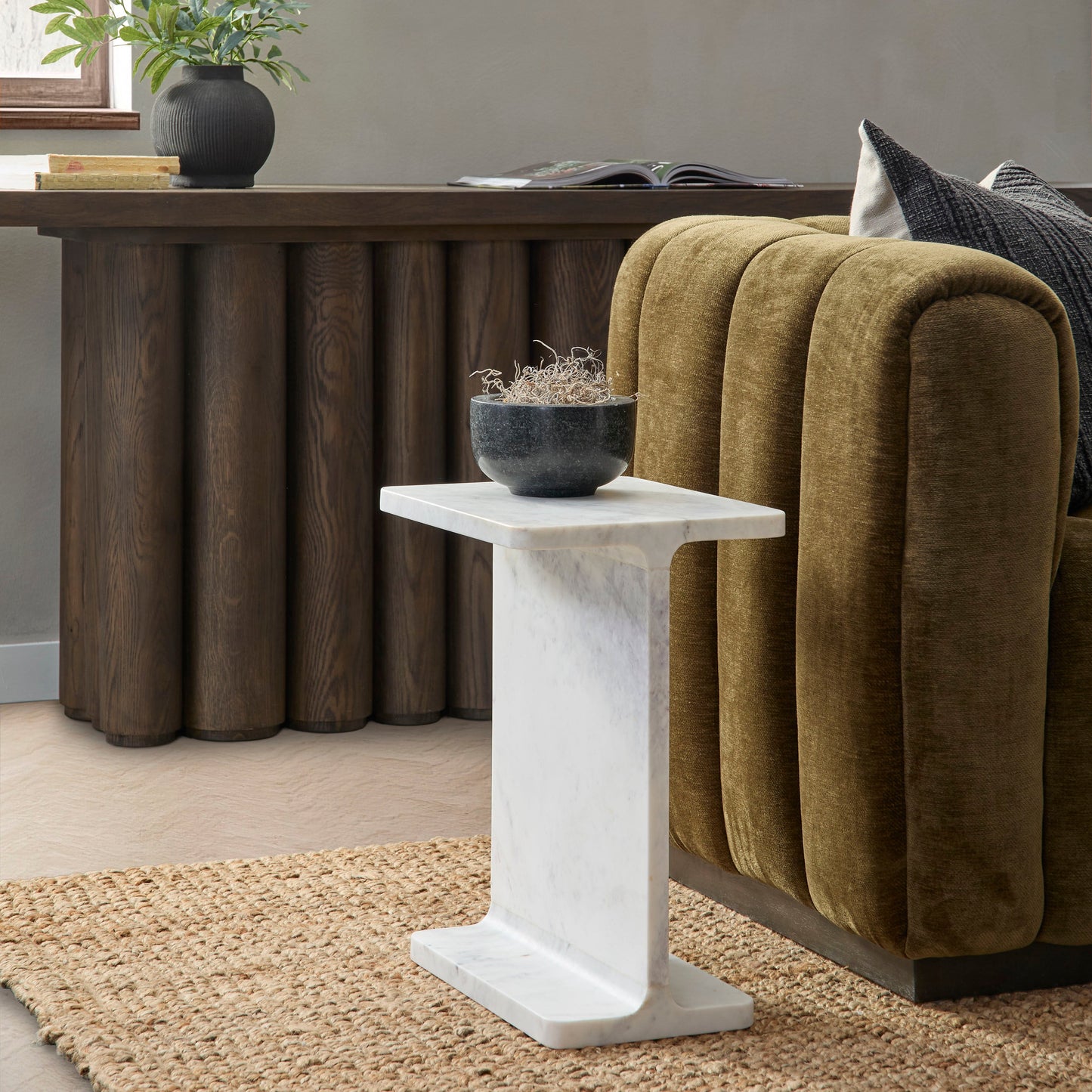 Delaney Marble Rectangle Accent Table