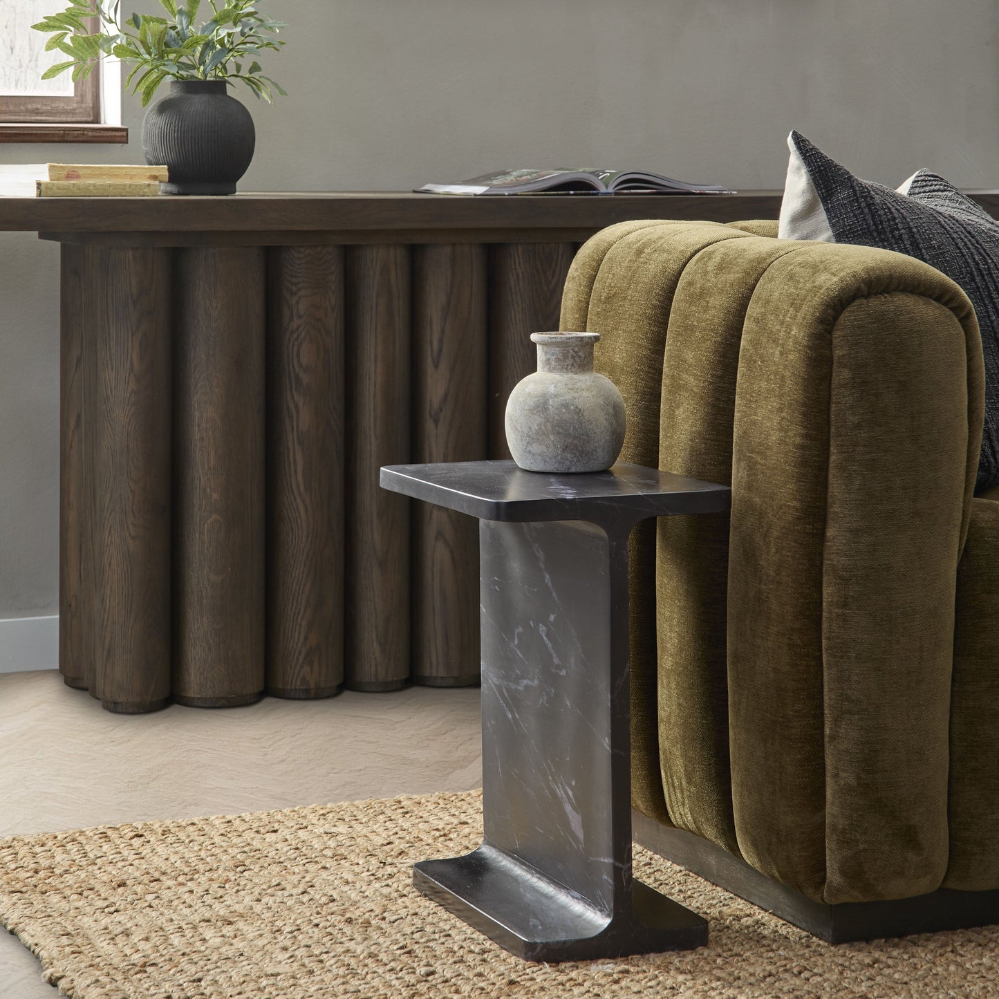 Delaney Marble Rectangle Accent Table - Onyx