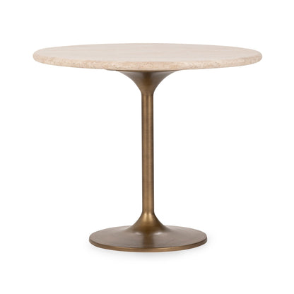Malani Travertine Round Dining Table - Tan