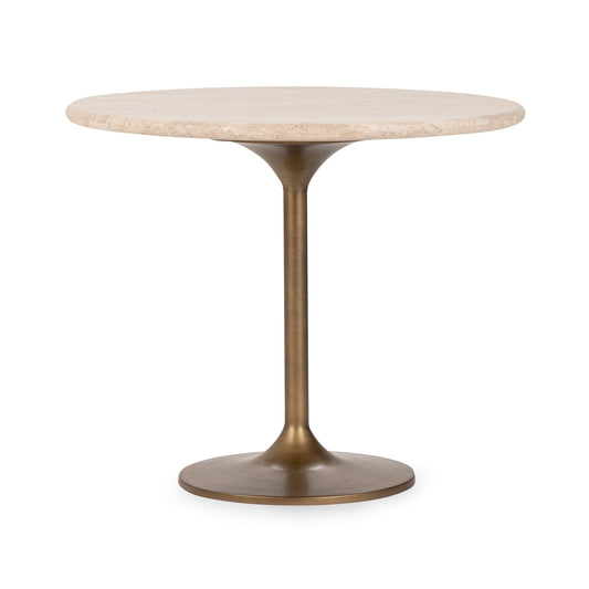 Malani Travertine Round Dining Table - Tan