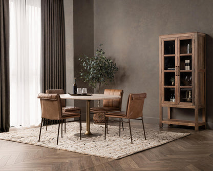 Malani Travertine Round Dining Table - Tan