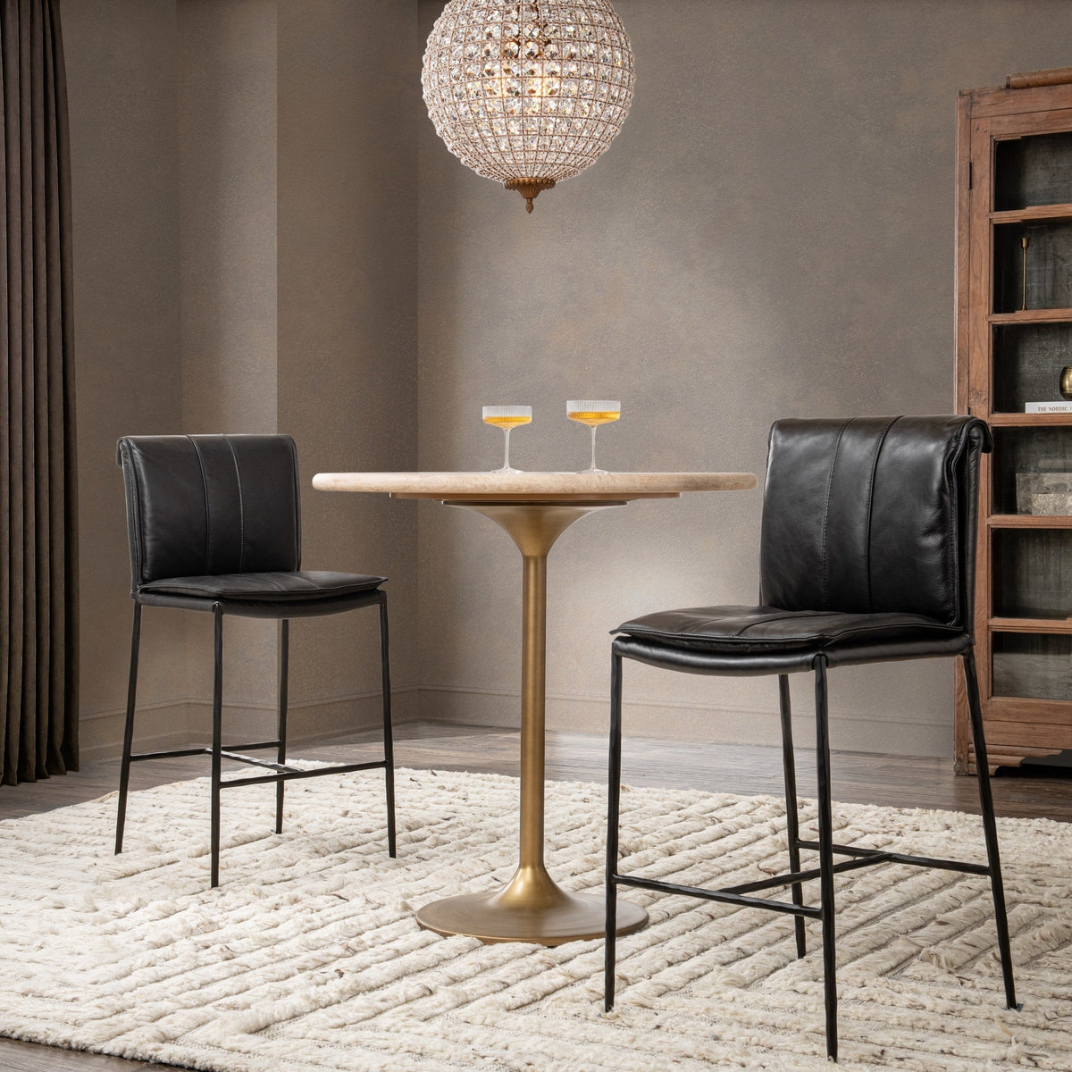 Malani Travertine Gathering Table - Tan