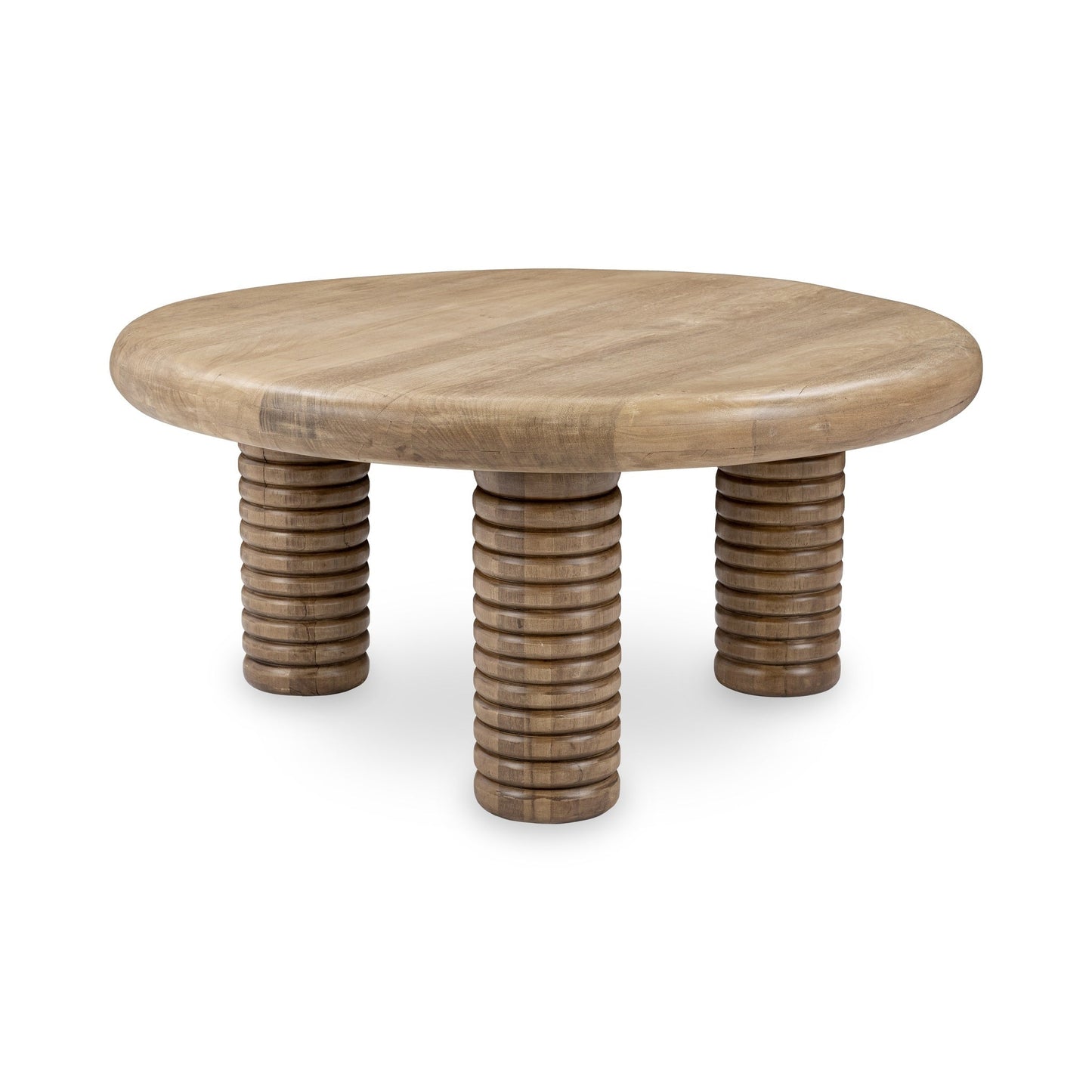 Ilaria Reclaimed Wood Round Coffee Table - Sand Washed