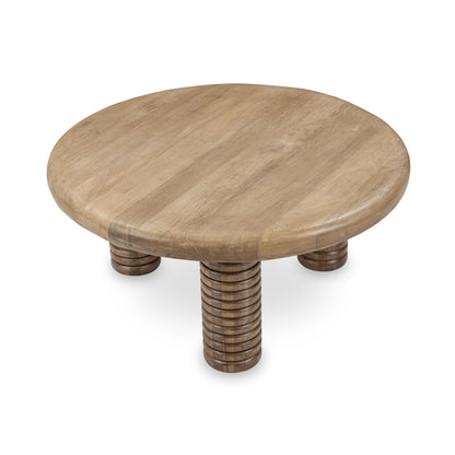 Ilaria Reclaimed Wood Round Coffee Table - Sand Washed