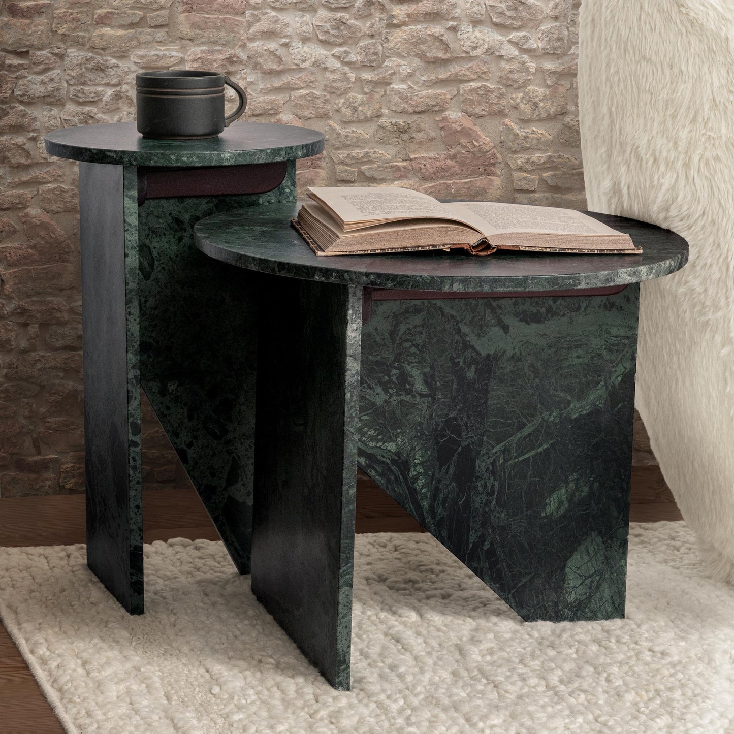 Briley Marble Round Accent Table Large - Emeral Green