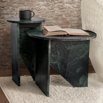Briley Marble Round Accent Table Large - Emeral Green