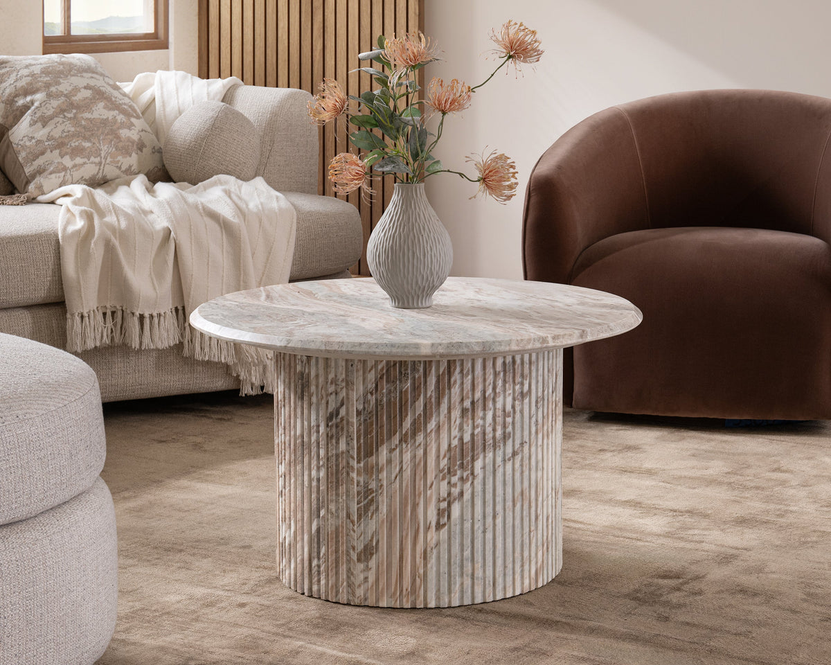 Nordens Marble Round Coffee Table - Rusty Gray