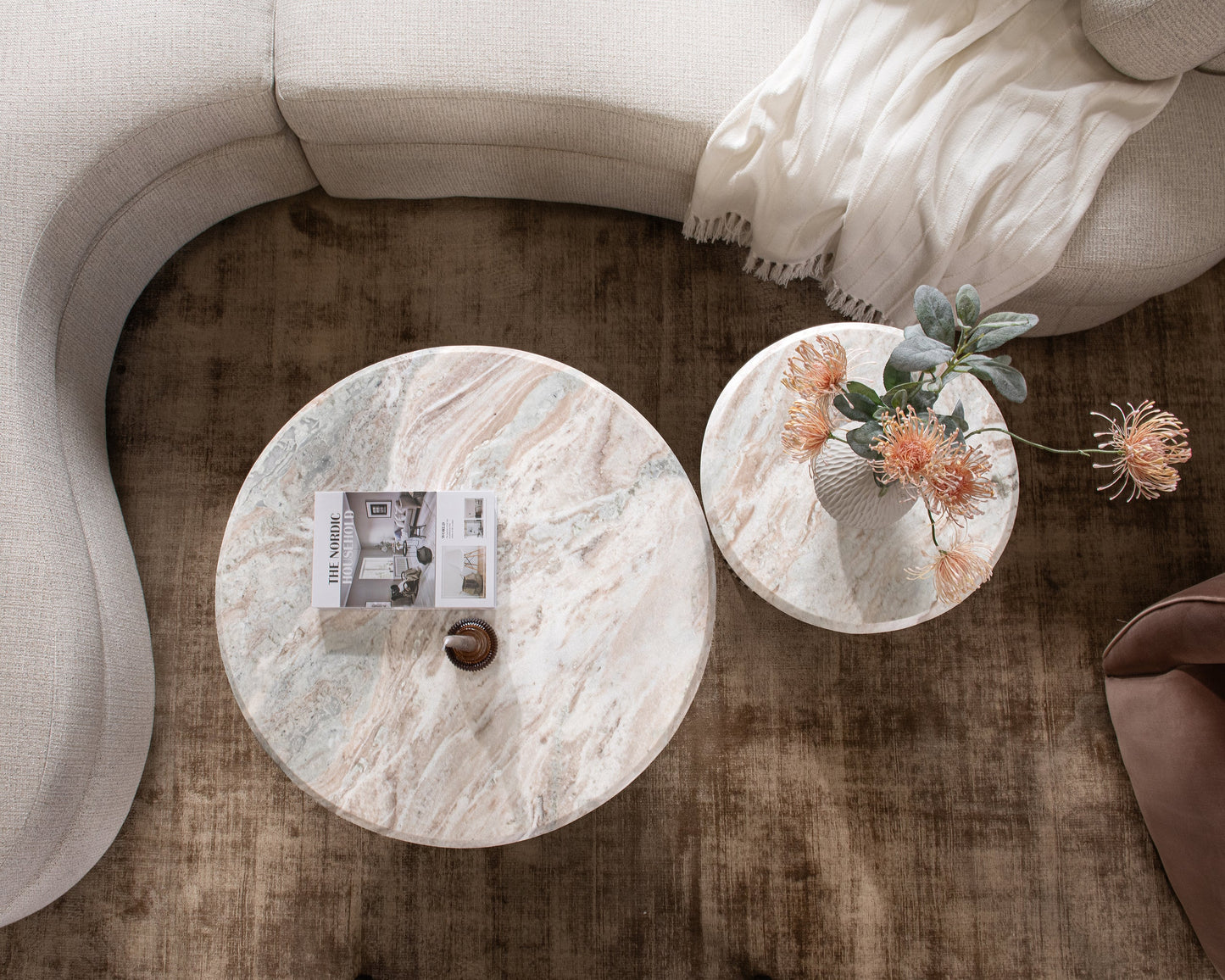 Nordens Marble Round Coffee Table - Rusty Gray