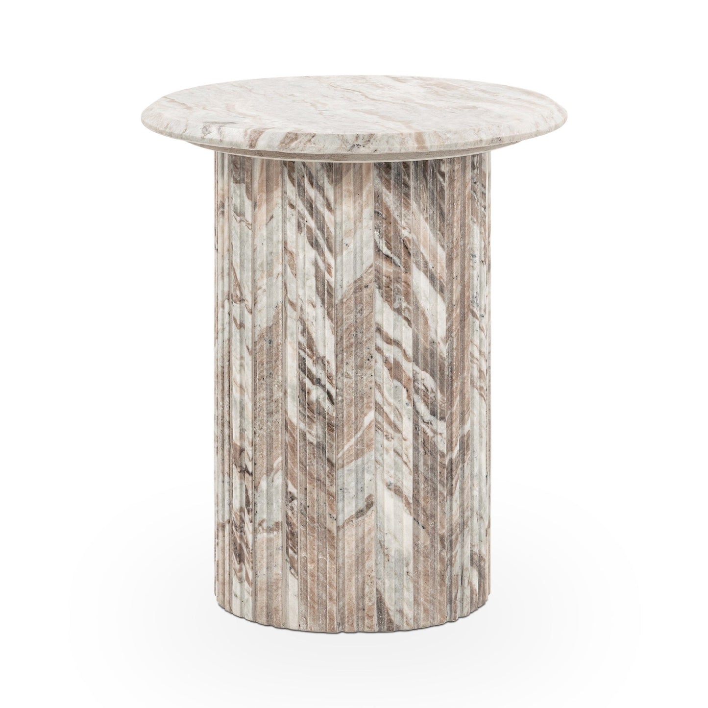 Nordens Marble Round End Table - Rusty Gray