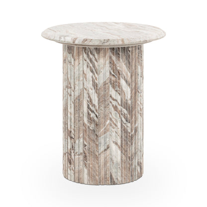 Nordens Marble Round End Table - Rusty Gray