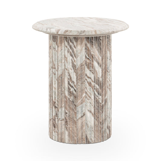 Nordens Marble Round End Table - Rusty Gray