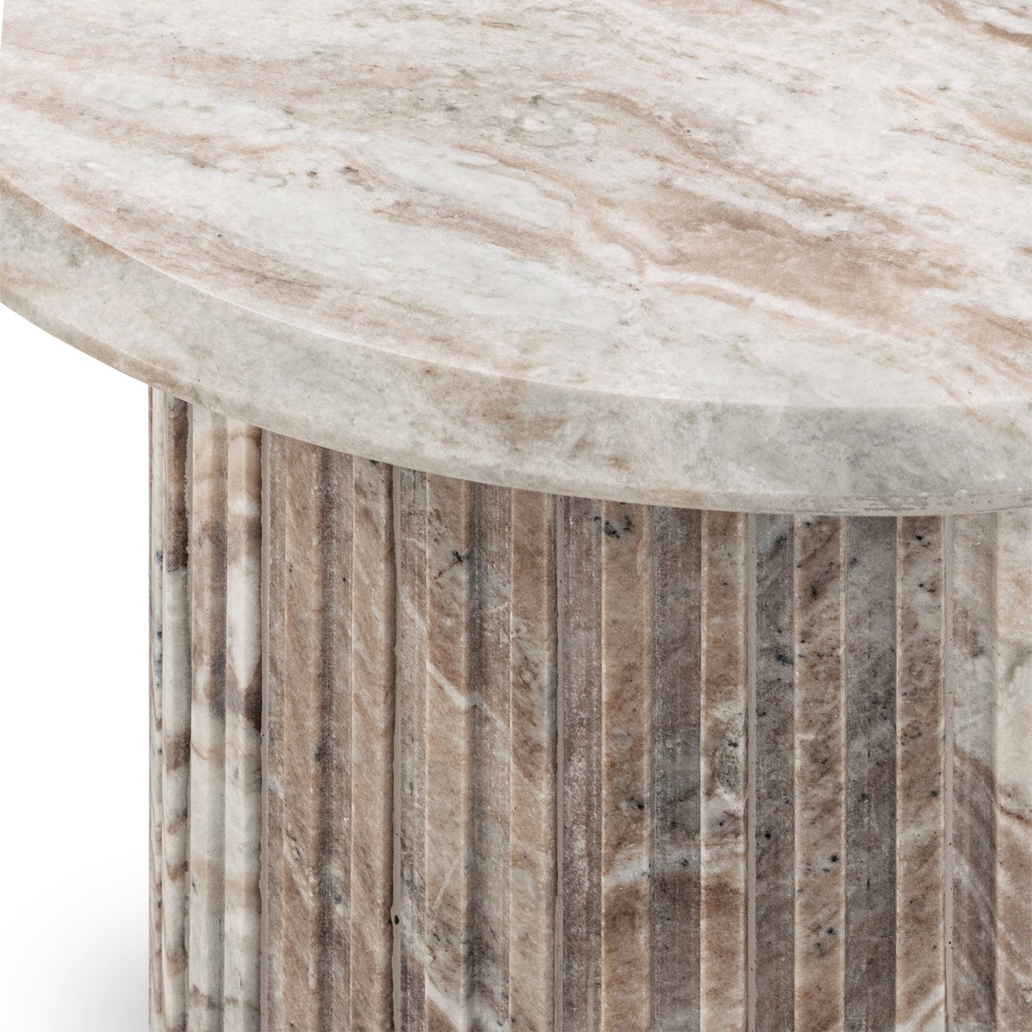 Nordens Marble Round End Table - Rusty Gray