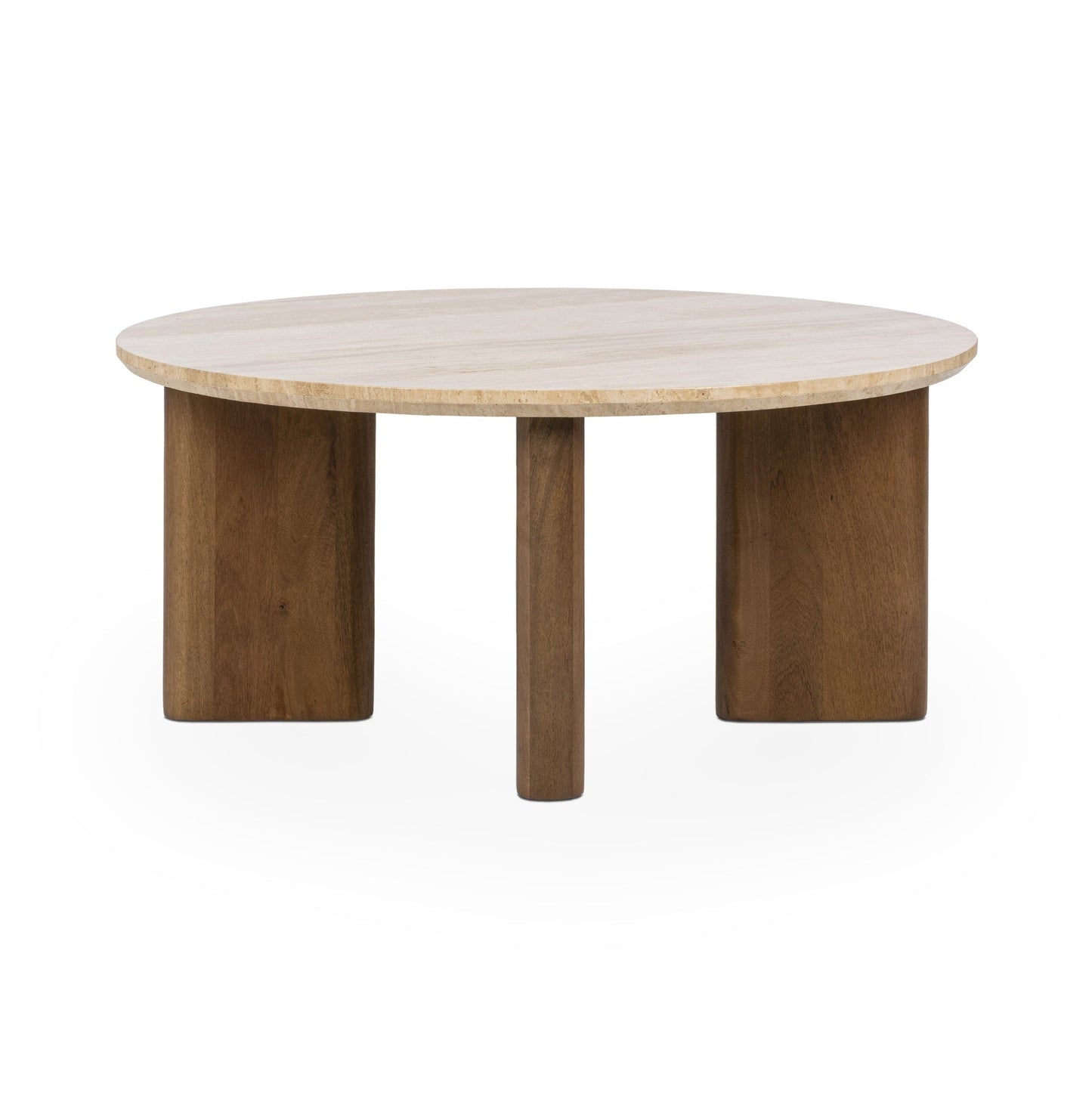 Idella Travertine Round Coffee Table - Tan