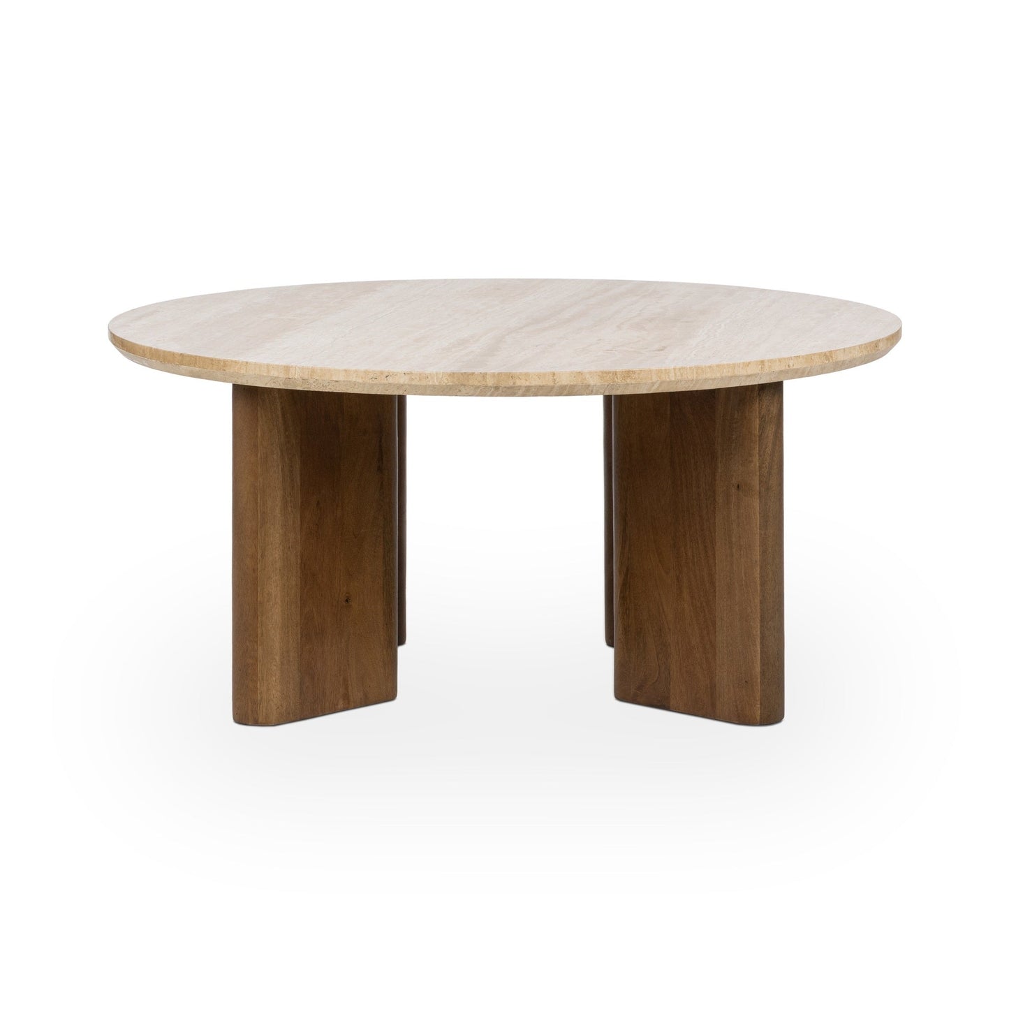 Idella Travertine Round Coffee Table - Tan