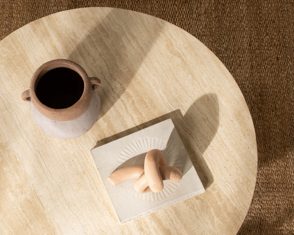 Idella Travertine Round Coffee Table - Tan