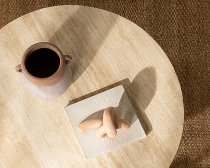Idella Travertine Round Coffee Table - Tan
