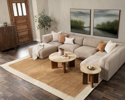 Idella Travertine Round Coffee Table - Tan