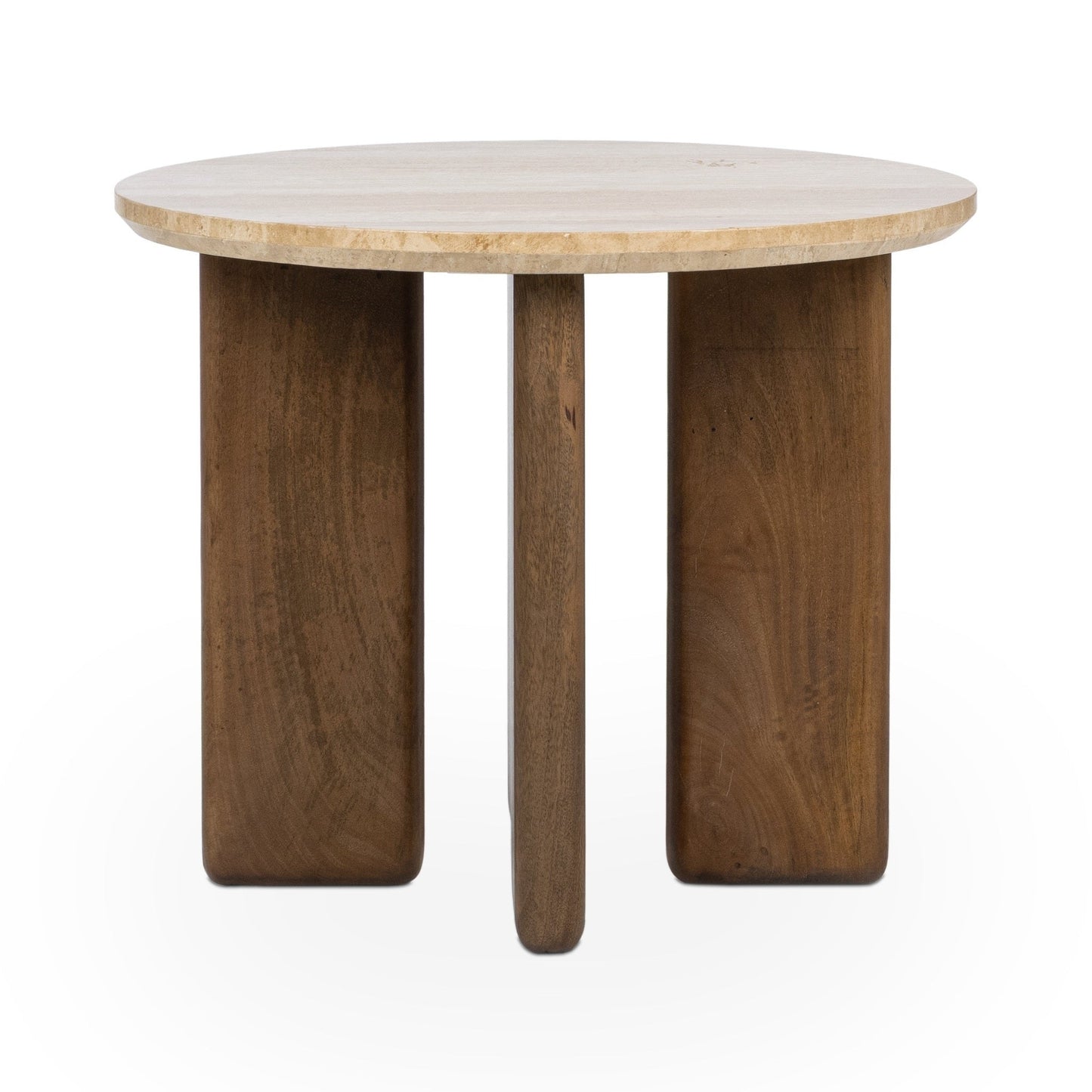 Idella Travertine Round End Table - Tan