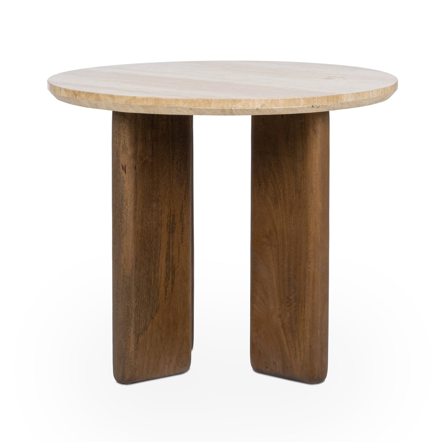 Idella Travertine Round End Table - Tan