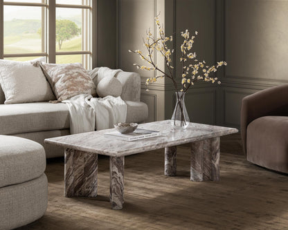 Bowman Marble Rectangular Coffee Table - Rusty Gray