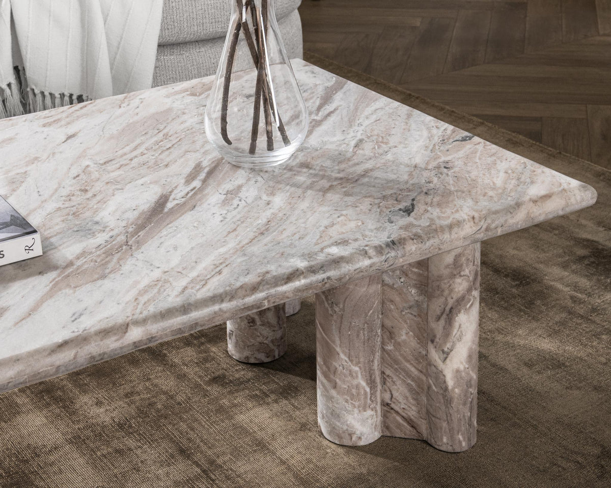 Bowman Marble Rectangular Coffee Table - Rusty Gray