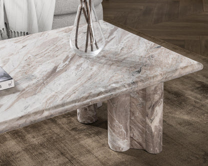 Bowman Marble Rectangular Coffee Table - Rusty Gray
