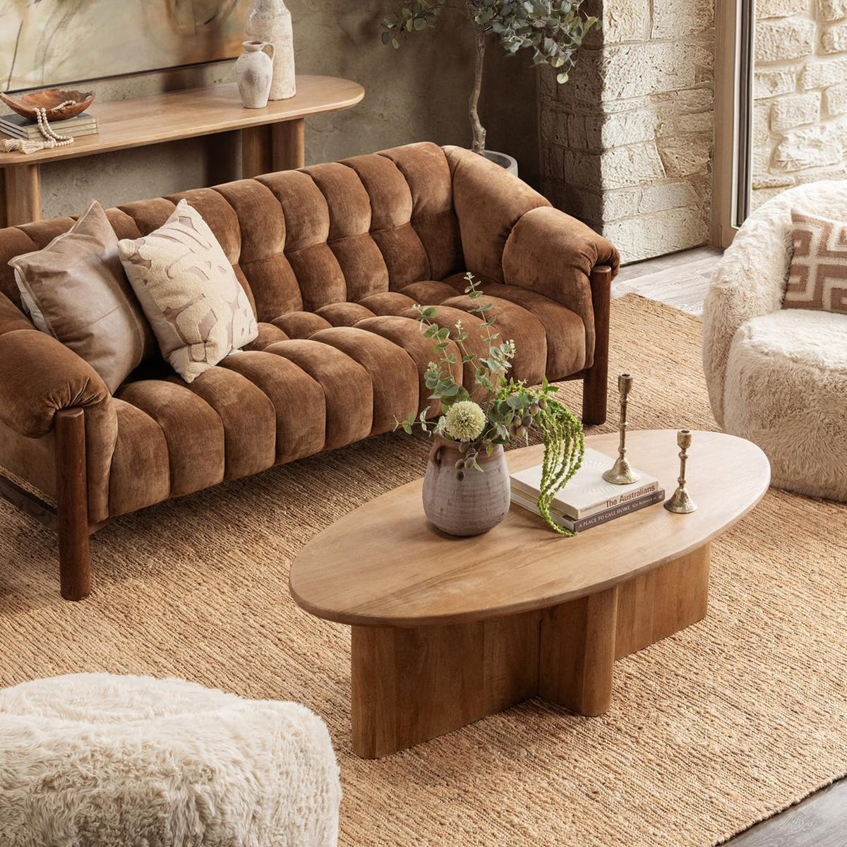 Montengo Oval Coffee Table - Natural Maple