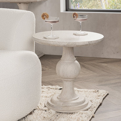 Hera Round End Table - Creamwood