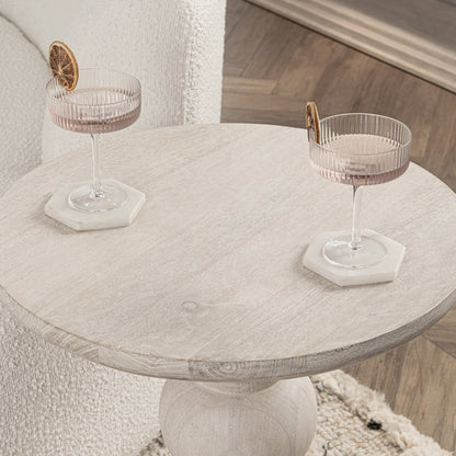 Hera Round End Table - Creamwood
