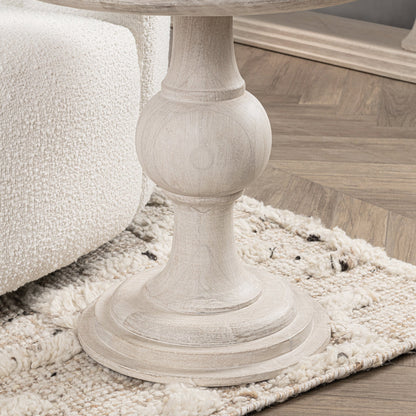 Hera Round End Table - Creamwood