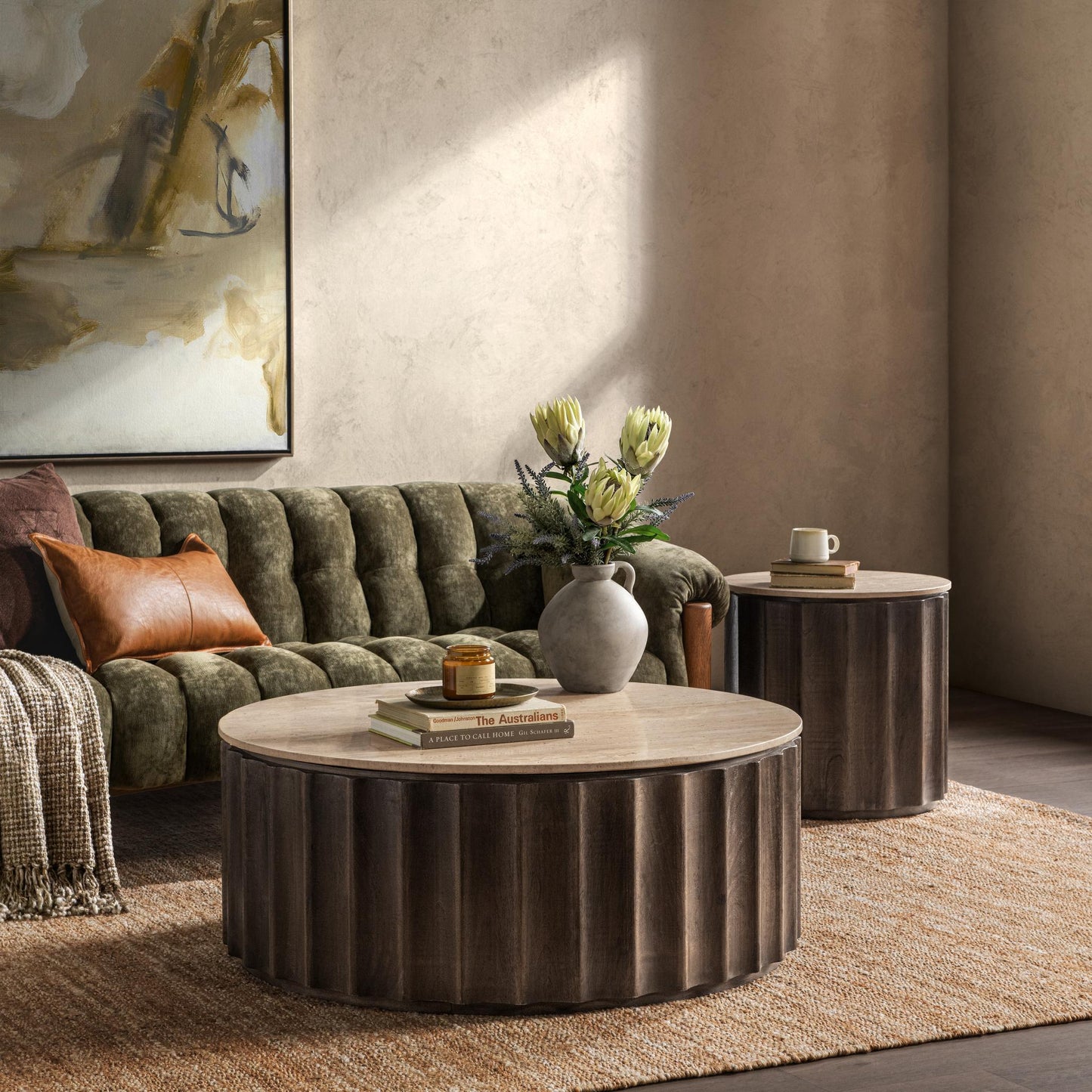 Baylee 44" Round Coffee Table - Roast Tan