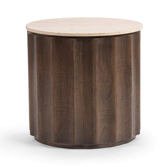 Baylee 22" Round End Table - Roast Tan