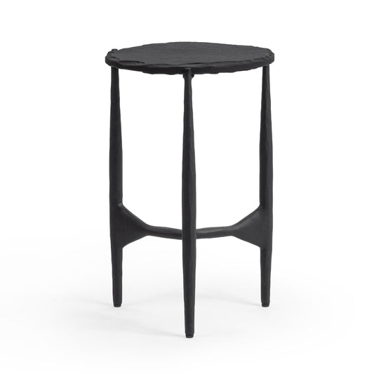 Luka 12" Round End Table - Charcoal Forge