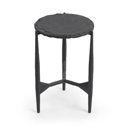 Luka 12" Round End Table - Charcoal Forge