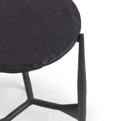 Luka 12" Round End Table - Charcoal Forge