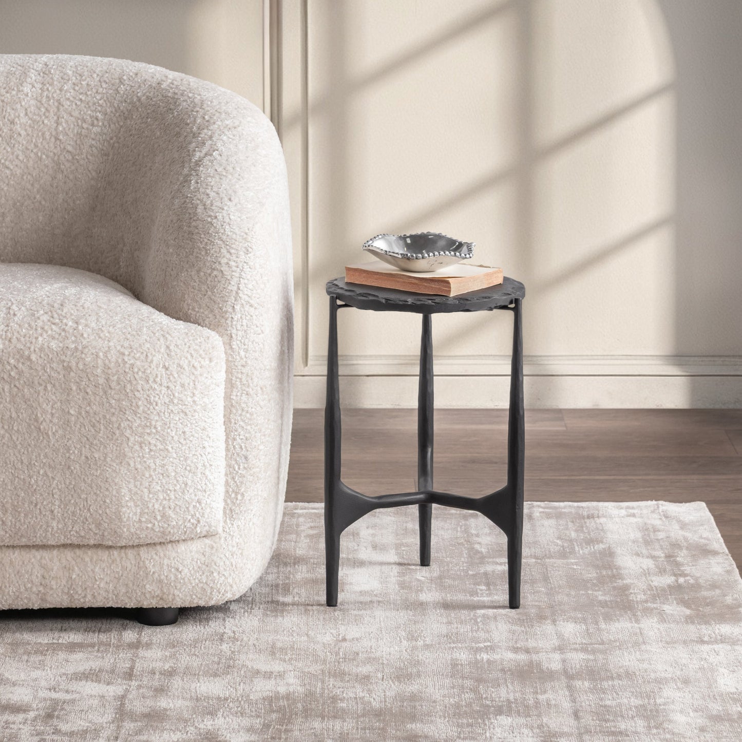 Luka 12" Round End Table - Charcoal Forge