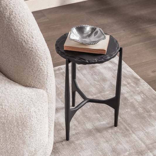 Luka 12" Round End Table - Charcoal Forge