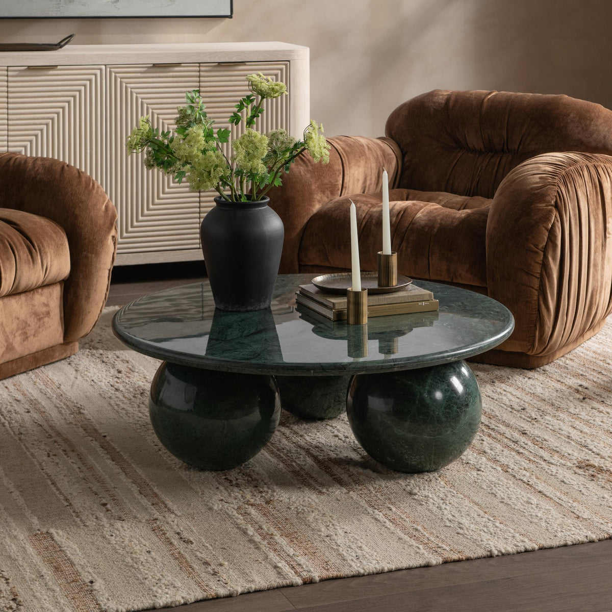 Castello 39" Round Coffee Table - Forest Green