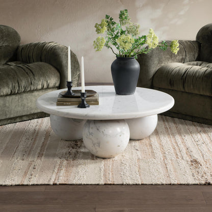 Castello 39" Round Coffee Table - Atenea White