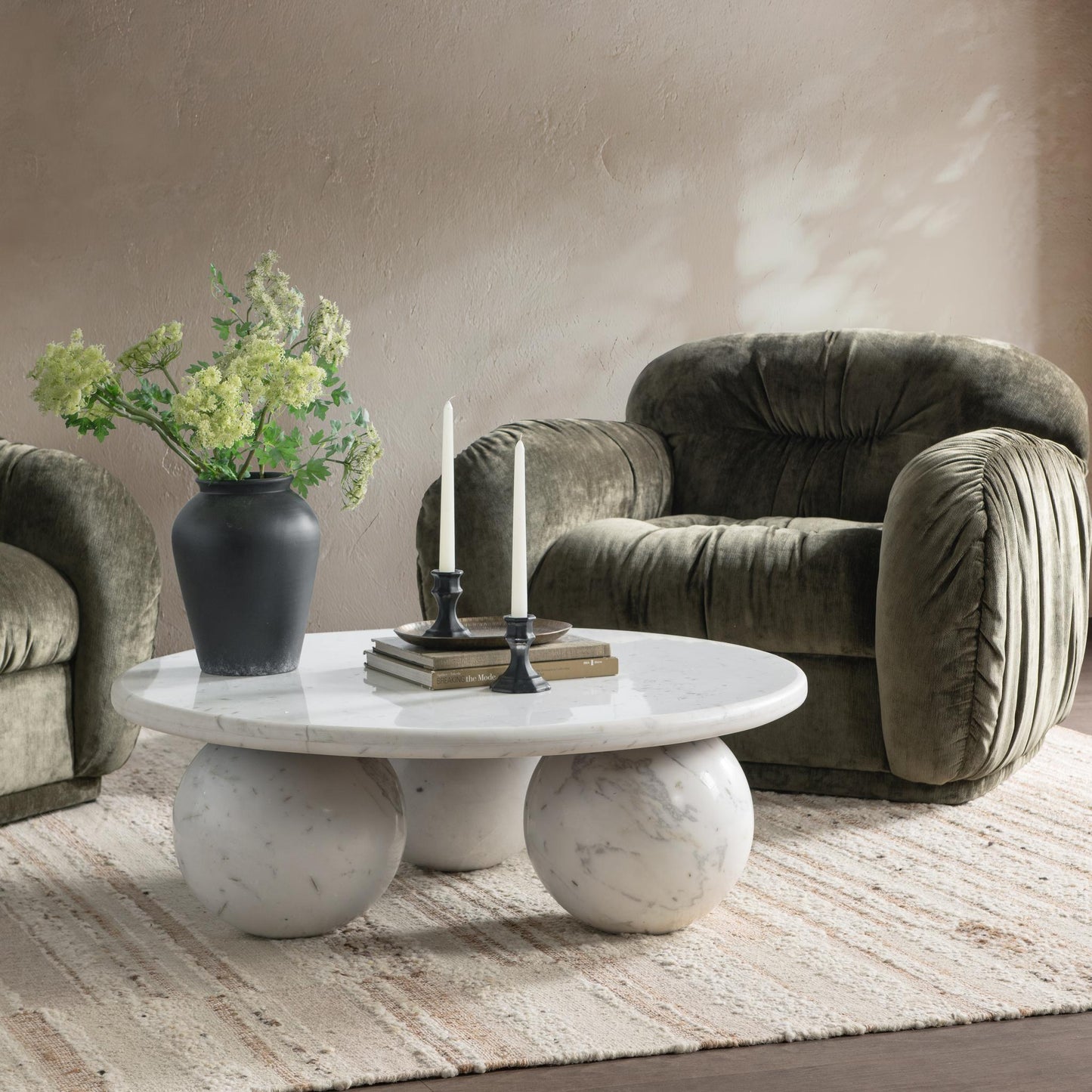Castello 39" Round Coffee Table - Atenea White