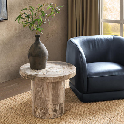 Janelle Round Large Accent Table - Sepia Vein
