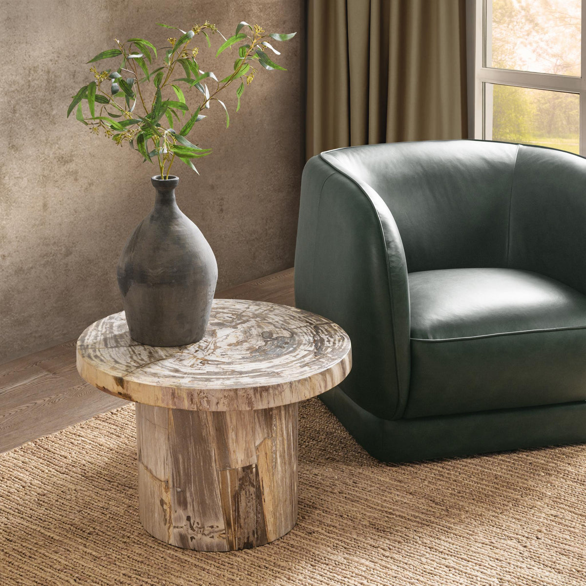 Janelle Round Small Accent Table - Sepia Vein