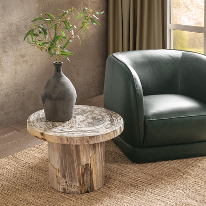 Janelle Round Small Accent Table - Sepia Vein