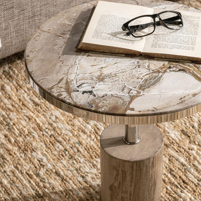 Jordyn Round Large Accent Table - Sepia Vein