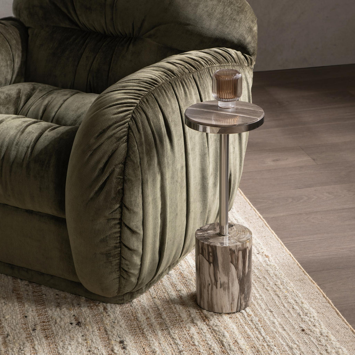 Jordyn Round Small Accent Table - Sepia Vein